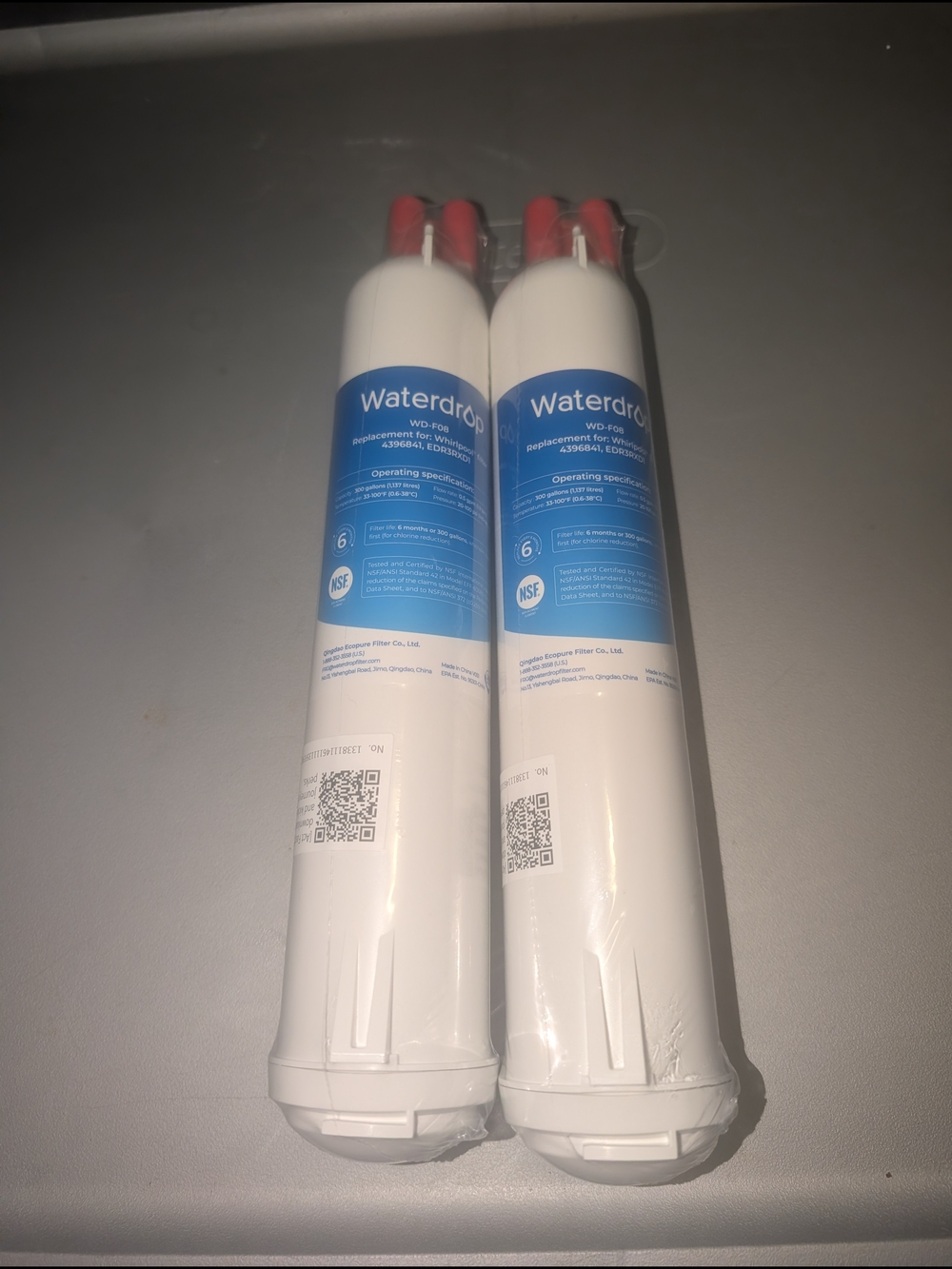 ​Waterdrop WD-F08 Refrigerator Water Filter Replacement - Pack of 2